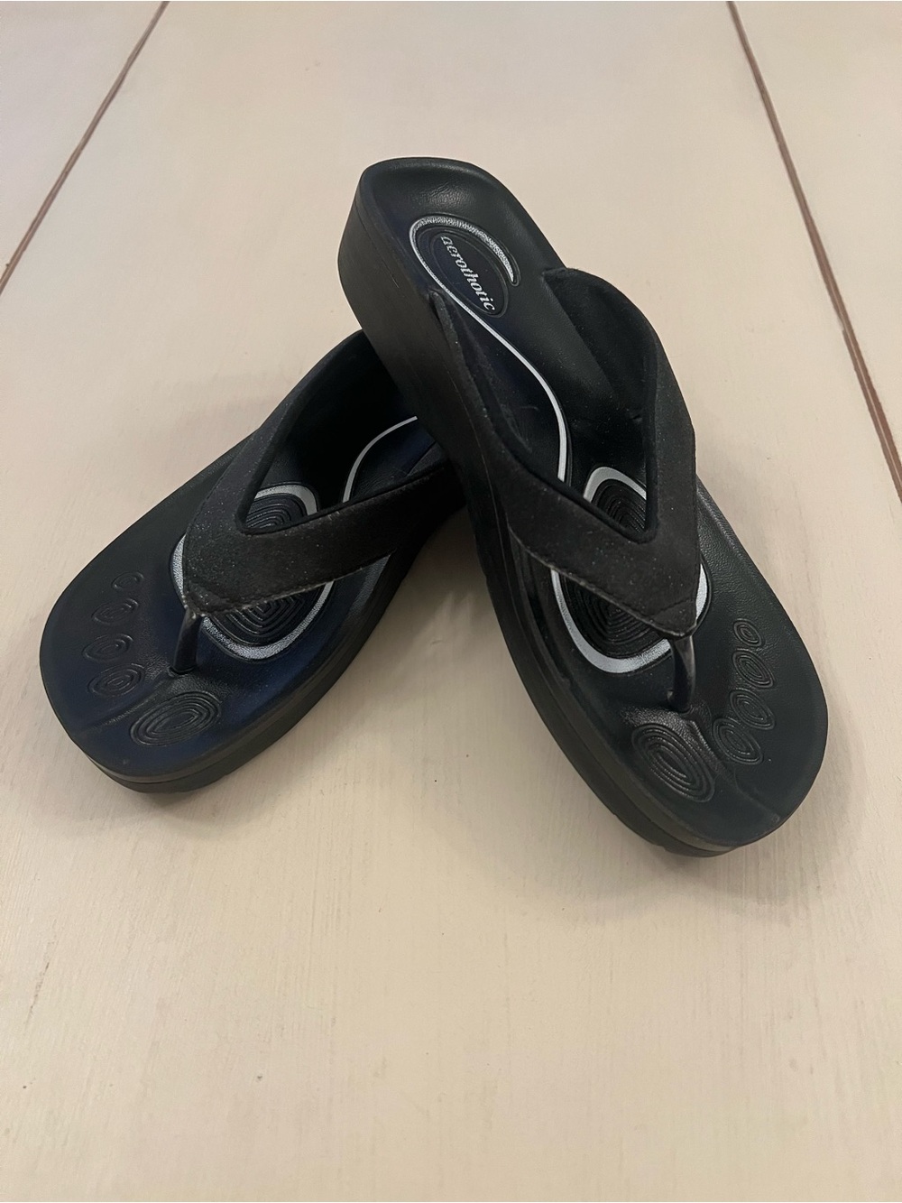 Aerothotic Black Sandals with formed footbed. Size 7 US 37 EUR